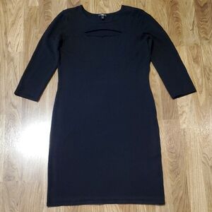 Express Cut Out Black Sweater Dress 3/4 Sleeve Womens Size L